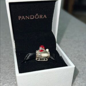 Pandora Silver Charm with Red and White Santa